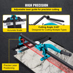 VEVOR Tile Cutter 1 m Cutting Tool w/ Laser Guide Single Rail Double Brackets