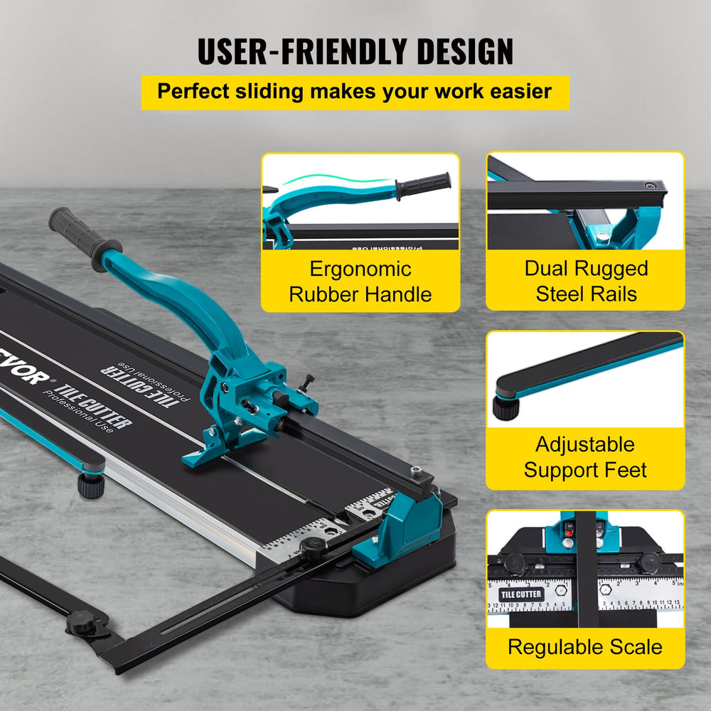 VEVOR Tile Cutter 1 m Cutting Tool w/ Laser Guide Single Rail Double Brackets