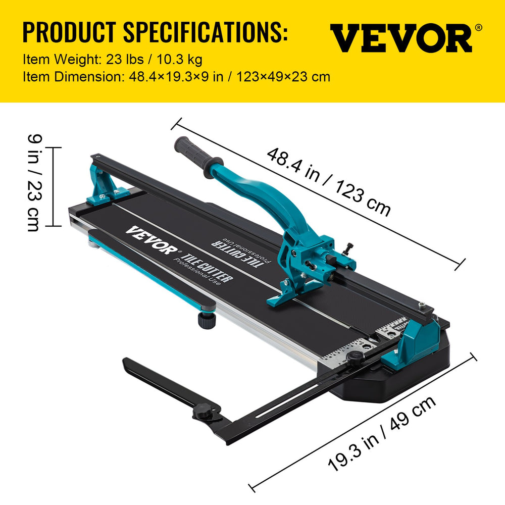 VEVOR Tile Cutter 1 m Cutting Tool w/ Laser Guide Single Rail Double Brackets