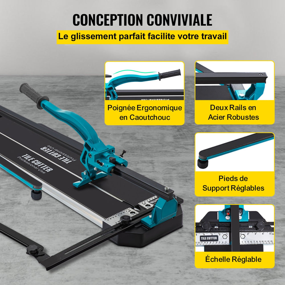 VEVOR 47 Inch Tile Cutter Single Rail Double Brackets Manual Tile Cutter 3/5 in Cap with Precise Laser Manual Tile Cutter Tools for Precision Cutting Suitable for Porcelain and Ceramic Floor Tiles
