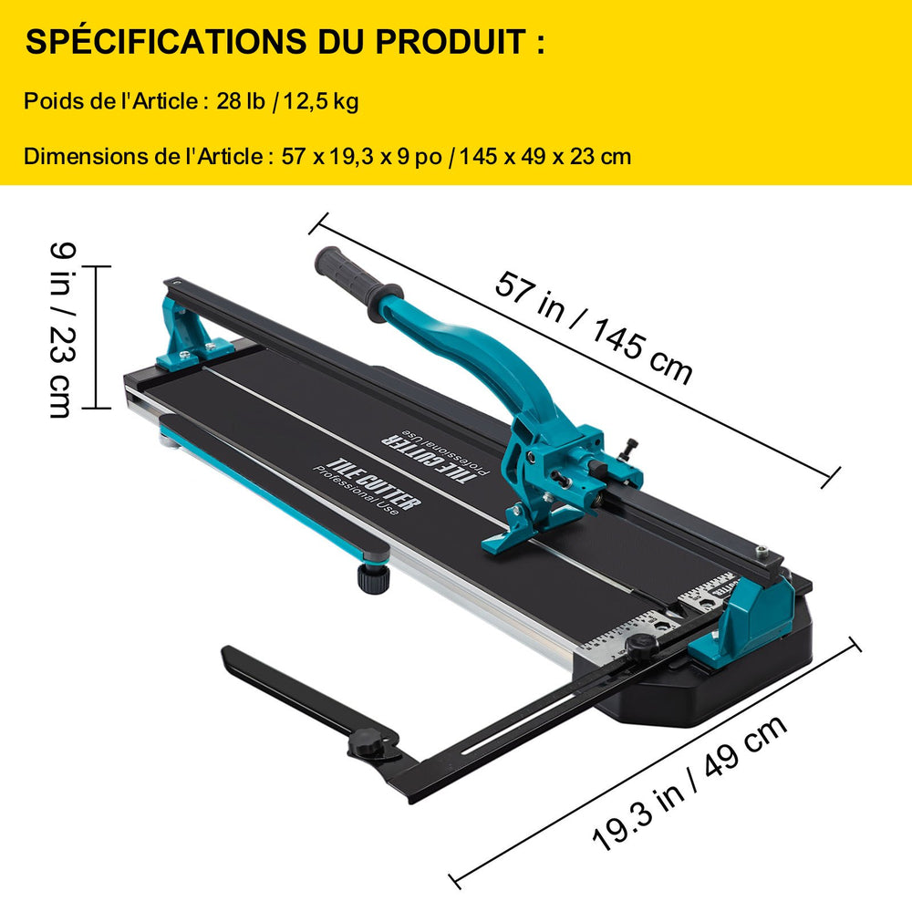 VEVOR 47 Inch Tile Cutter Single Rail Double Brackets Manual Tile Cutter 3/5 in Cap with Precise Laser Manual Tile Cutter Tools for Precision Cutting Suitable for Porcelain and Ceramic Floor Tiles