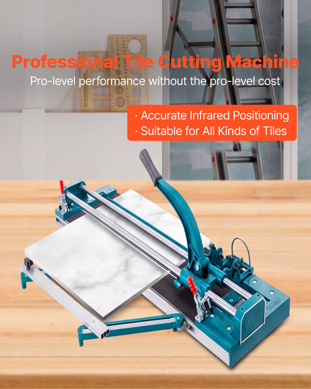 VEVOR 47Inch/1200mm Tile Cutter Double Rail Manual Tile Cutter 3/5 in Cap with Precise Laser Positioning Manual Tile Cutter Tools for Precision Cutting