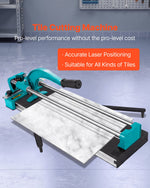 VEVOR 24 Inch/600mm Tile Cutter Double Rails & Brackets Manual Tile Cutter 3/5 in Cap with Precise Laser Manual Tile Cutter Tools for Precision Cutting