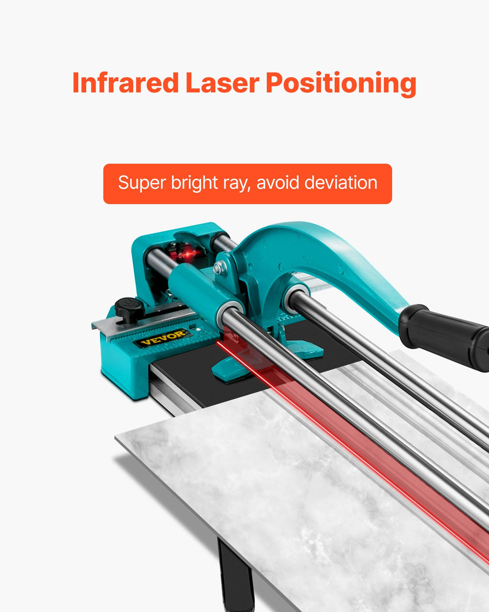 VEVOR 24 Inch/600mm Tile Cutter Double Rails & Brackets Manual Tile Cutter 3/5 in Cap with Precise Laser Manual Tile Cutter Tools for Precision Cutting
