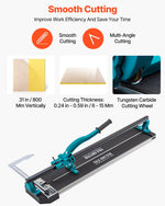 VEVOR 800 mm Tile Cutter Single Rail Manual Tile Cutter 3/5 in Cap w/Precise Laser Positioning Manual Tile Cutter Tools for Precision Cutting