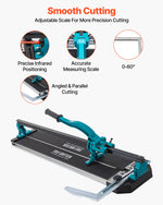 VEVOR 800 mm Tile Cutter Single Rail Manual Tile Cutter 3/5 in Cap w/Precise Laser Positioning Manual Tile Cutter Tools for Precision Cutting