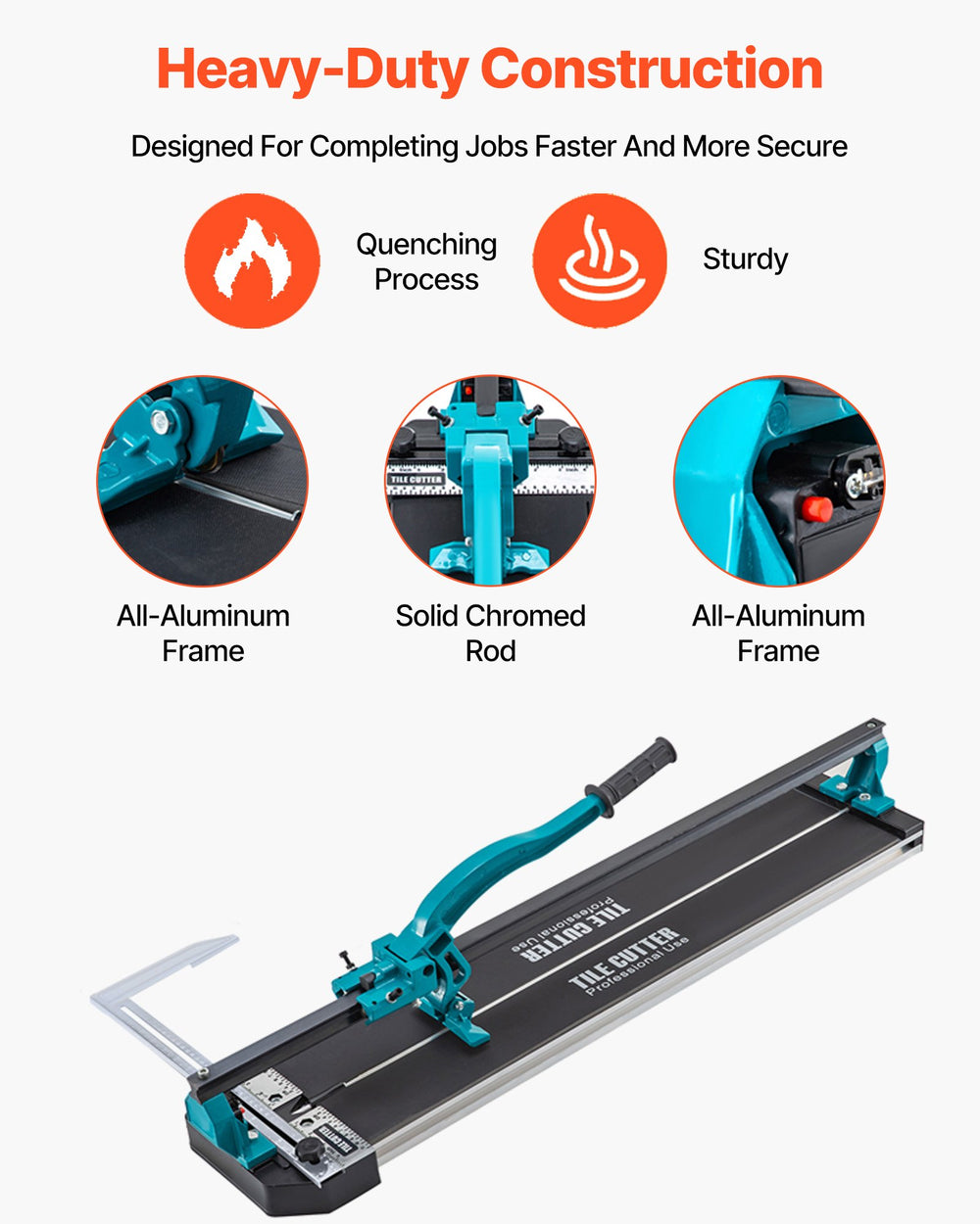 VEVOR 800 mm Tile Cutter Single Rail Manual Tile Cutter 3/5 in Cap w/Precise Laser Positioning Manual Tile Cutter Tools for Precision Cutting