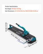 VEVOR 800 mm Tile Cutter Single Rail Manual Tile Cutter 3/5 in Cap w/Precise Laser Positioning Manual Tile Cutter Tools for Precision Cutting