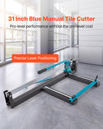 VEVOR 31 Inch Blue Manual Tile Cutter with Precise Laser Positioning & Anti-sliding Rubber Surface Single Rail & Bracket Suitable for Porcelain and Ceramic Floor Tiles