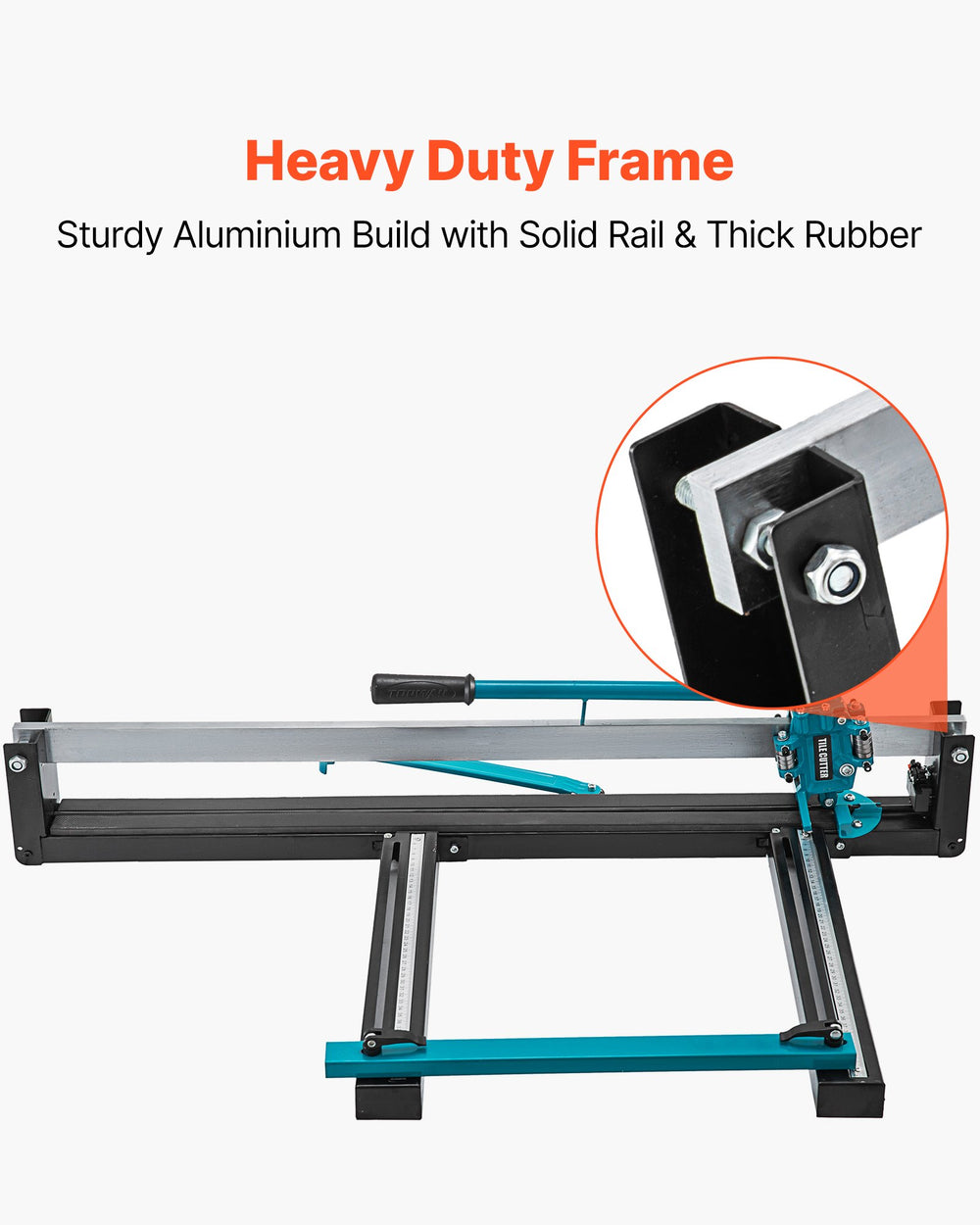 VEVOR 31 Inch Blue Manual Tile Cutter with Precise Laser Positioning & Anti-sliding Rubber Surface Single Rail & Bracket Suitable for Porcelain and Ceramic Floor Tiles