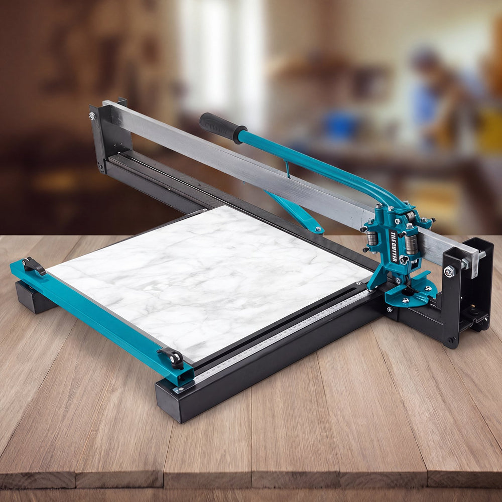 VEVOR 31 Inch Blue Manual Tile Cutter with Precise Laser Positioning & Anti-sliding Rubber Surface Single Rail & Bracket Suitable for Porcelain and Ceramic Floor Tiles