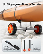 VEVOR Kayak Cart, 104 kg Load Capacity, Canoe Cart Dolly with 25.4 cm Solid PU Tires & Kickstand, Assembles & Disassembles Within Seconds, Paddle Board Trolley for Kayaks, Canoes, Paddleboards