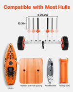 VEVOR Kayak Cart, 104 kg Load Capacity, Canoe Cart Dolly with 25.4 cm Solid PU Tires & Kickstand, Assembles & Disassembles Within Seconds, Paddle Board Trolley for Kayaks, Canoes, Paddleboards