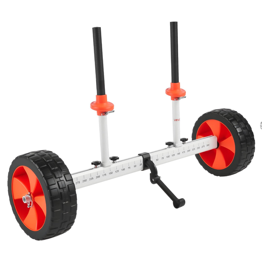 VEVOR Kayak Cart, 104 kg Load Capacity, Canoe Cart Dolly with 25.4 cm Solid PU Tires & Kickstand, Assembles & Disassembles Within Seconds, Paddle Board Trolley for Kayaks, Canoes, Paddleboards