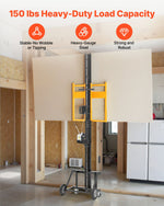 VEVOR Drywall Lift, Heavy-Duty 68 kg Sheetrock Hoist for Ceiling & Wall Installation, One Person Drywall Installation, 1219x4878 mm Max. Panel Vertical Lifter with Wheels, Easy Transport (Yellow)