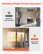 VEVOR Drywall Lift, Heavy-Duty 68 kg Sheetrock Hoist for Ceiling & Wall Installation, One Person Drywall Installation, 1219x4878 mm Max. Panel Vertical Lifter with Wheels, Easy Transport (Yellow)