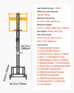 VEVOR Drywall Lift, Heavy-Duty 68 kg Sheetrock Hoist for Ceiling & Wall Installation, One Person Drywall Installation, 1219x4878 mm Max. Panel Vertical Lifter with Wheels, Easy Transport (Yellow)