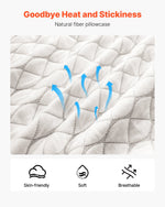 VEVOR Bed Pillow for Sleeping, Queen Size Luxury Quality Hotel Pillow with Memory Foam Fill, Supportive & Adjustable, Includes Natural Firber Pillowcase, Bedding for Back, Stomach and Side Sleepers