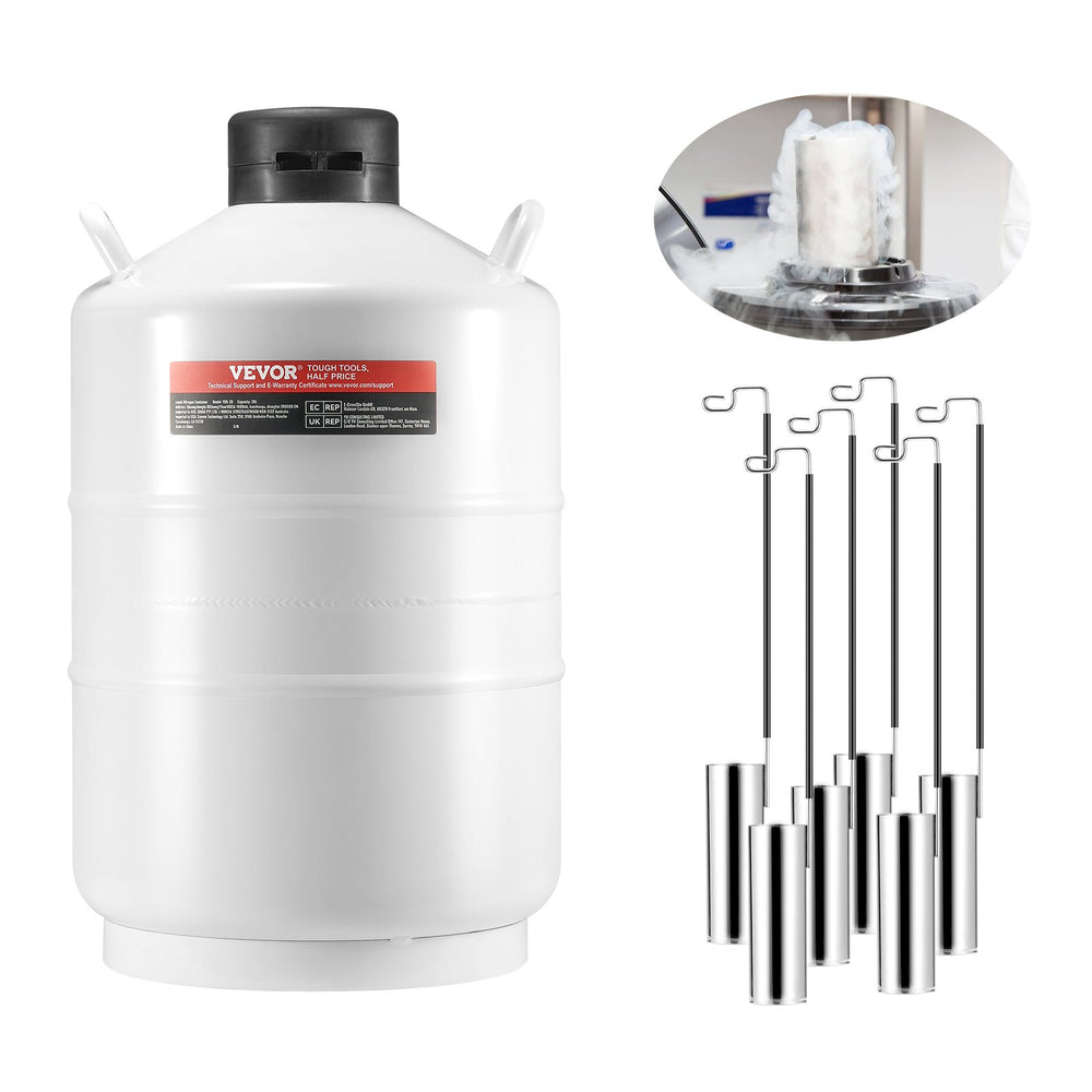 VEVOR Liquid Nitrogen Tank, 20 L Aluminum Alloy Liquid Nitrogen Container, LN2 Tank Dewar with 6 Canisters and Carry Bag with Straps, Cryogenic Tank for Beauty Industry, Semen Preservation, Scientific