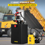 VEVOR Hydraulic Pump Double Acting Hydraulic Power Unit 12V DC Dump Trailer Pump 3200PSI Hydraulic Power Unit for Dump Trailer Car Lifting (12 Quart, Steel/Double Acting)