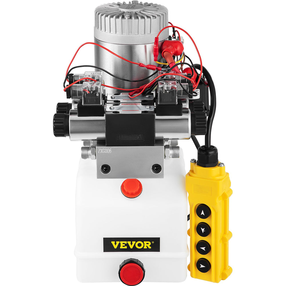 VEVOR Hydraulic Pump Double Acting Hydraulic Power Unit Double Solenoid Hydraulic Power Pack 12V DC Hydraulic Power Pump with 4.5Liter Reservoir for Dump Trailer Car Lifting