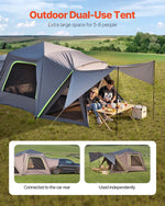VEVOR SUV Tent for Camping, 10FT L x 10FT W, Waterproof PU2000mm Spacious Double Layer Design for 5-8 Person, SUV Camping Tent with Shade Awning and Mesh Windows, Includes Rainfly and Storage Bag