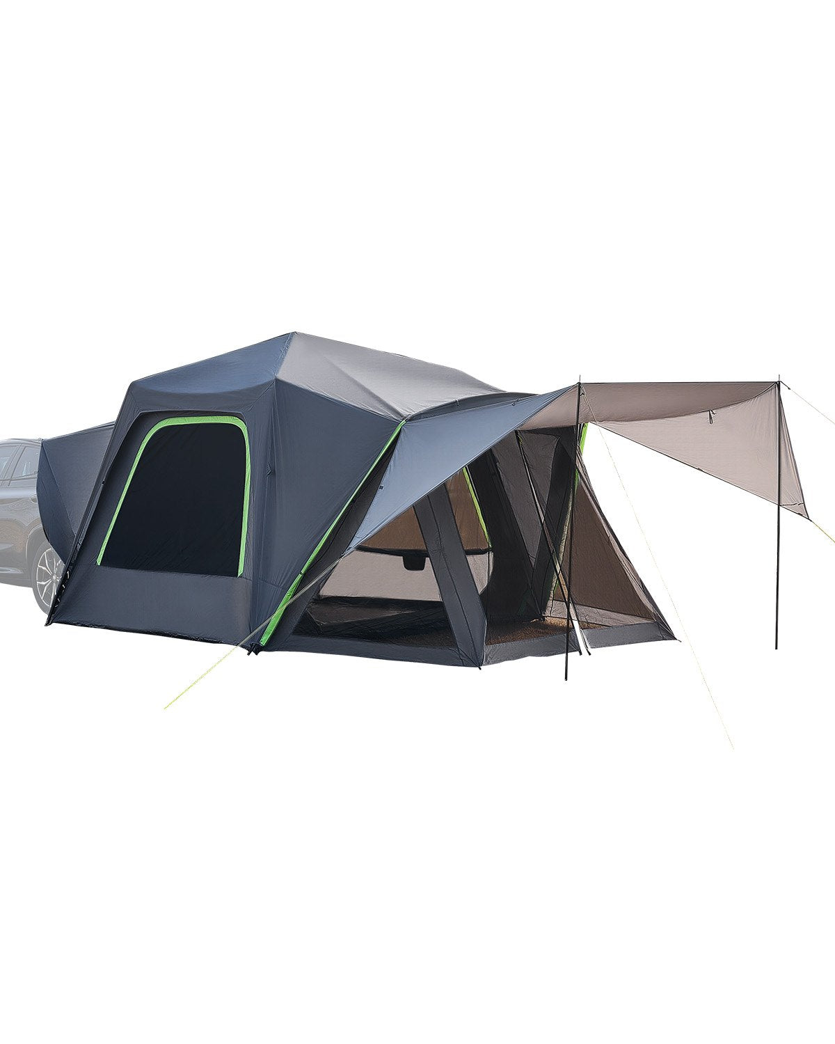 VEVOR SUV Tent for Camping, 10FT L x 10FT W, Waterproof PU2000mm Spacious Double Layer Design for 5-8 Person, SUV Camping Tent with Shade Awning and Mesh Windows, Includes Rainfly and Storage Bag