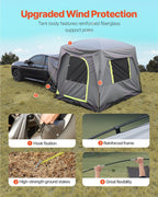 VEVOR SUV Tent for Camping, 10FT L x 8FT W, Waterproof PU2000mm Spacious Double Layer Design for 5-8 Person, SUV Camping Tent with Mesh Windows, Includes Rainfly & Storage Bag, for Outdoor Activities