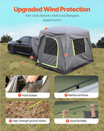 VEVOR SUV Tent for Camping, 10FT L x 8FT W, Waterproof PU2000mm Spacious Double Layer Design for 5-8 Person, SUV Camping Tent with Mesh Windows, Includes Rainfly & Storage Bag, for Outdoor Activities