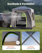 VEVOR SUV Tent for Camping, 10FT L x 8FT W, Waterproof PU2000mm Spacious Double Layer Design for 5-8 Person, SUV Camping Tent with Mesh Windows, Includes Rainfly & Storage Bag, for Outdoor Activities