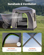 VEVOR SUV Tent for Camping, 10FT L x 8FT W, Waterproof PU2000mm Spacious Double Layer Design for 5-8 Person, SUV Camping Tent with Mesh Windows, Includes Rainfly & Storage Bag, for Outdoor Activities