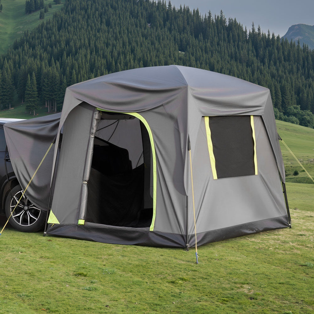 VEVOR SUV Tent for Camping, 10FT L x 8FT W, Waterproof PU2000mm Spacious Double Layer Design for 5-8 Person, SUV Camping Tent with Mesh Windows, Includes Rainfly & Storage Bag, for Outdoor Activities