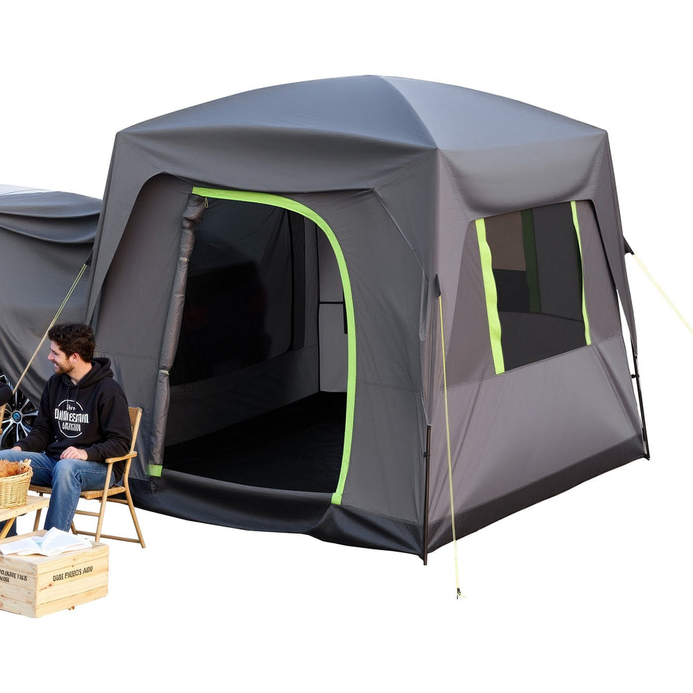 VEVOR SUV Tent for Camping, 10FT L x 8FT W, Waterproof PU2000mm Spacious Double Layer Design for 5-8 Person, SUV Camping Tent with Mesh Windows, Includes Rainfly & Storage Bag, for Outdoor Activities