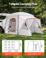 VEVOR SUV Camping Tent for 5-9 Person, 3.96 x 3.05m 3-Season SUV Tailgate Tent with Ventilated Windows, PU2000mm Waterproof Dual-Use Car Rear Hatch Tents for Outdoor Hiking Travels