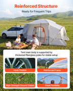 VEVOR SUV Camping Tent for 5-9 Person, 3.96 x 3.05m 3-Season SUV Tailgate Tent with Ventilated Windows, PU2000mm Waterproof Dual-Use Car Rear Hatch Tents for Outdoor Hiking Travels