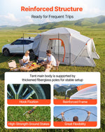 VEVOR SUV Camping Tent for 5-9 Person, 3.96 x 3.05m 3-Season SUV Tailgate Tent with Ventilated Windows, PU2000mm Waterproof Dual-Use Car Rear Hatch Tents for Outdoor Hiking Travels