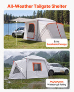 VEVOR SUV Camping Tent for 5-9 Person, 3.96 x 3.05m 3-Season SUV Tailgate Tent with Ventilated Windows, PU2000mm Waterproof Dual-Use Car Rear Hatch Tents for Outdoor Hiking Travels