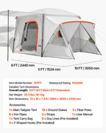 VEVOR SUV Camping Tent for 5-9 Person, 3.96 x 3.05m 3-Season SUV Tailgate Tent with Ventilated Windows, PU2000mm Waterproof Dual-Use Car Rear Hatch Tents for Outdoor Hiking Travels