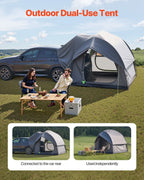 VEVOR SUV Tent for Camping, 8FT L x 8FT W, Waterproof PU2000mm Spacious Double Layer Design for 5-8 Person, SUV Camping Tent with Mesh Windows, Includes Rainfly & Storage Bag, for Outdoor Activities