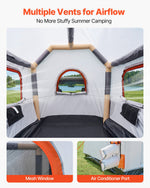 VEVOR Inflatable Pickup Truck Tent, 2.2 x 1.65m 3-Season Truck Bed Tent with Ventilated Mesh Windows, PU2000mm Waterproof Pickup Camping Tents for Outdoor Hiking Activities - Air Pump Included