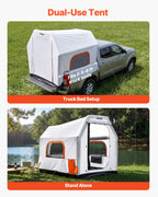 VEVOR Inflatable Pickup Truck Tent, 2.2 x 1.65m 3-Season Truck Bed Tent with Ventilated Mesh Windows, PU2000mm Waterproof Pickup Camping Tents for Outdoor Hiking Activities - Air Pump Included