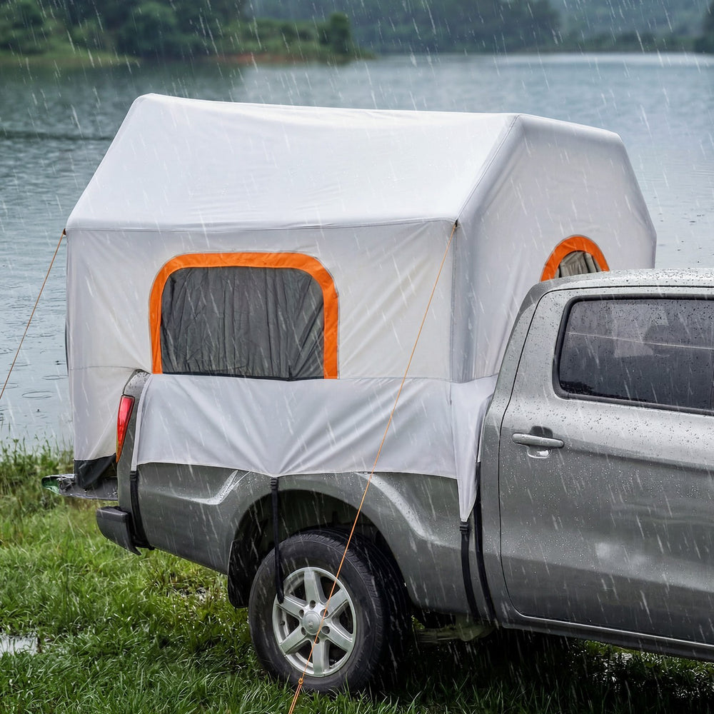 VEVOR Inflatable Pickup Truck Tent, 2.2 x 1.65m 3-Season Truck Bed Tent with Ventilated Mesh Windows, PU2000mm Waterproof Pickup Camping Tents for Outdoor Hiking Activities - Air Pump Included