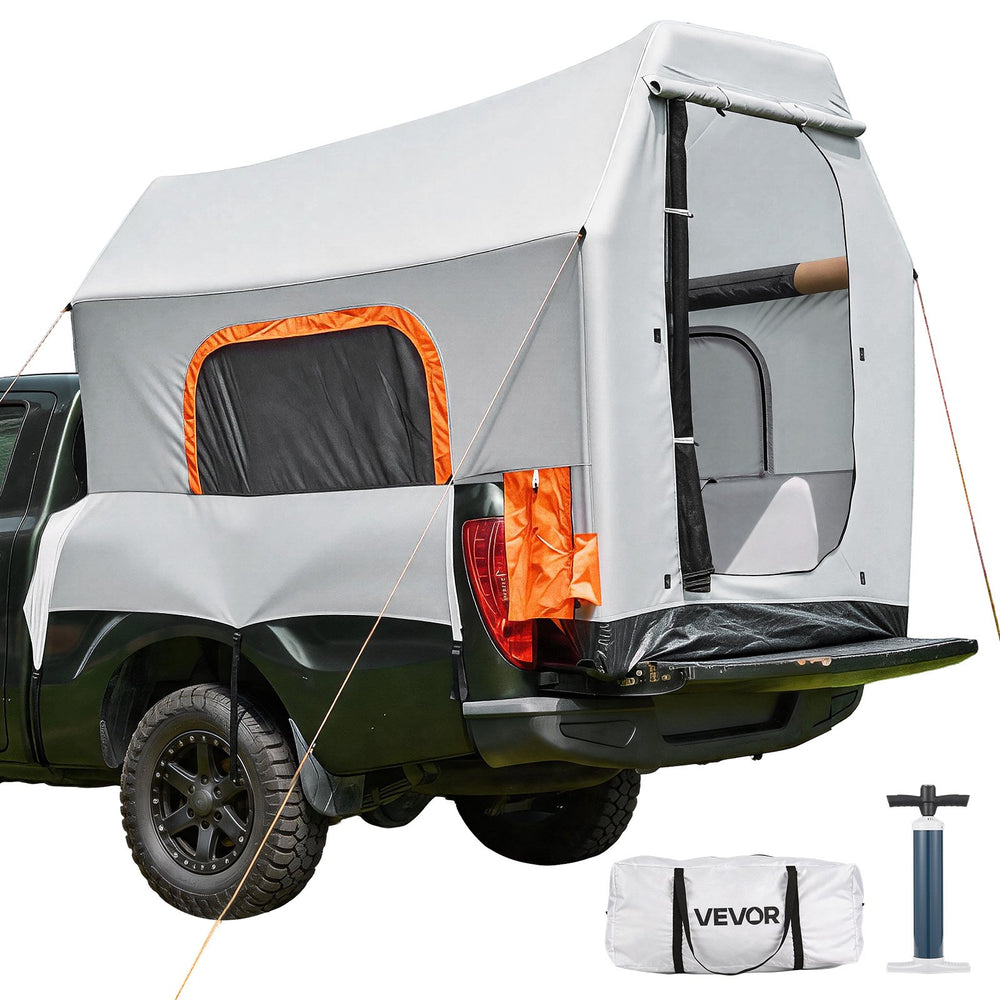 VEVOR Inflatable Pickup Truck Tent, 2.2 x 1.65m 3-Season Truck Bed Tent with Ventilated Mesh Windows, PU2000mm Waterproof Pickup Camping Tents for Outdoor Hiking Activities - Air Pump Included