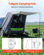 VEVOR SUV Tent with Shade Awning, All-Season SUV Tailgate Tent, PU2000mm Waterproof Car Rear Hatch Camping Tents, Portable Sun Shade Tailgate Shelter with Carrying Bag for Outdoor Hiking