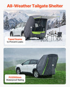 VEVOR SUV Tent with Shade Awning, All-Season SUV Tailgate Tent, PU2000mm Waterproof Car Rear Hatch Camping Tents, Portable Sun Shade Tailgate Shelter with Carrying Bag for Outdoor Hiking