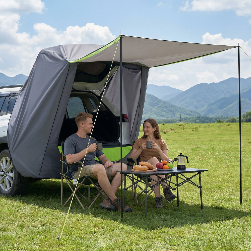 VEVOR SUV Tent with Shade Awning, All-Season SUV Tailgate Tent, PU2000mm Waterproof Car Rear Hatch Camping Tents, Portable Sun Shade Tailgate Shelter with Carrying Bag for Outdoor Hiking
