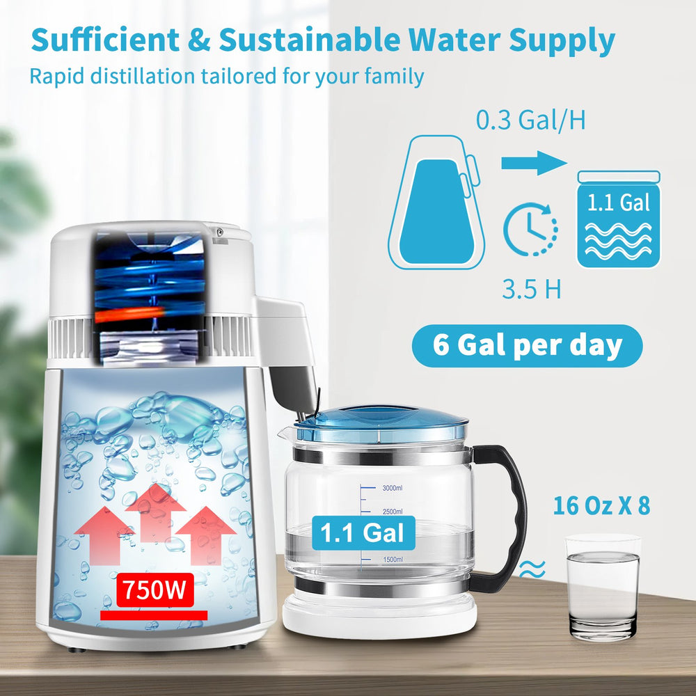 VEVOR 4L Water Distiller 1L/H Distilled Water Maker Timing & Temp Display White