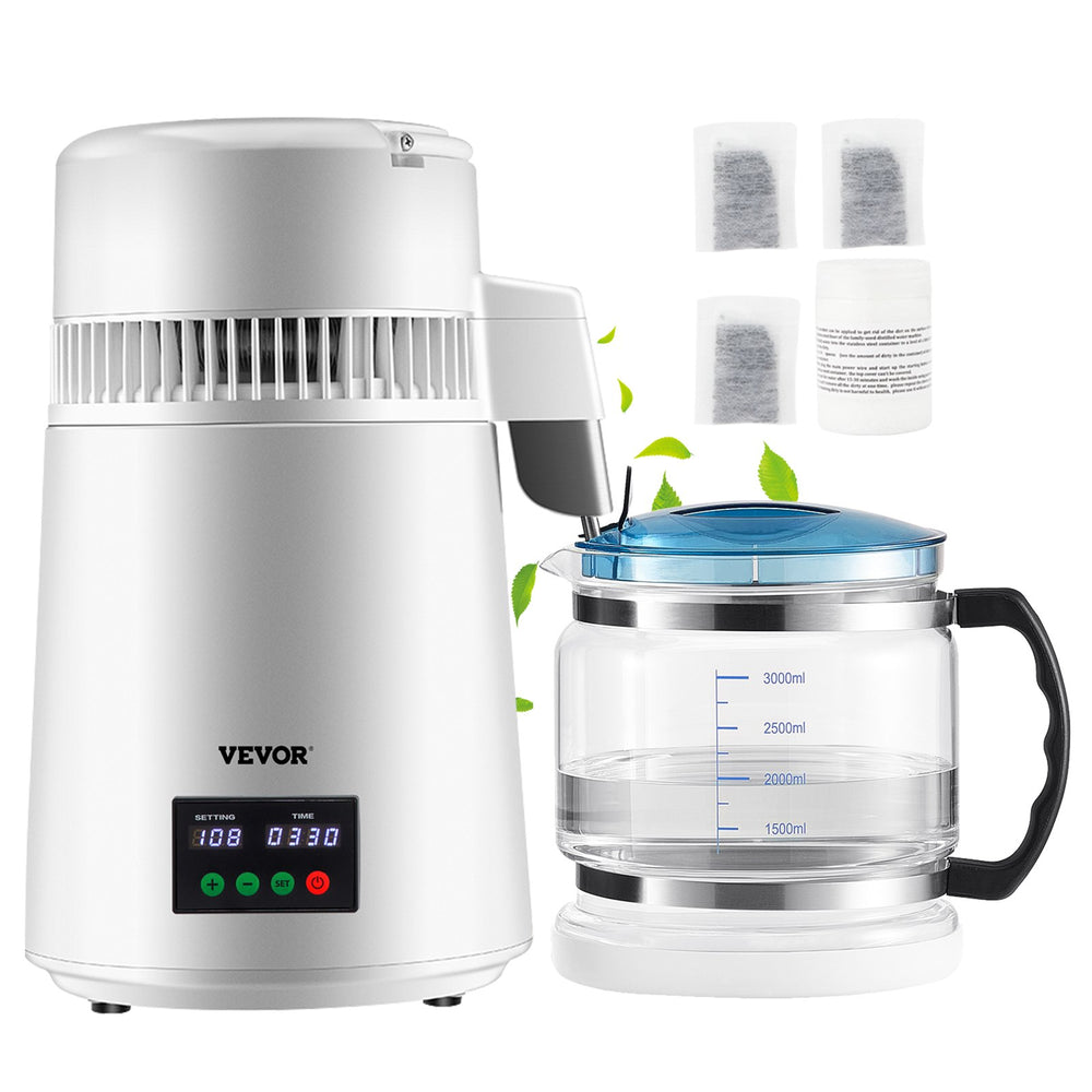 VEVOR 4L Water Distiller 1L/H Distilled Water Maker Timing & Temp Display White