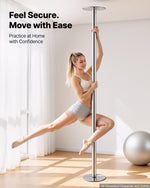 VEVOR Professional Dance Pole, Portable Dancing Poles, 84-110 in, Silver, Removable Exercise Dancing Poles for Fitness, Adjustable Height, 45 mm Heavy-Duty Steel, Spinning & Static, 440 lb Capacity