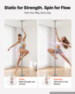 VEVOR Professional Dance Pole, Portable Dancing Poles, 84-110 in, Silver, Removable Exercise Dancing Poles for Fitness, Adjustable Height, 45 mm Heavy-Duty Steel, Spinning & Static, 440 lb Capacity